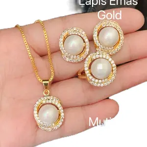 Set Aksesoris Lapis Emas Model Elegan Awet Gold Perhiasan