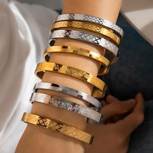 Gelang Tangan, Gred Tinggi, Keluli Tahan Karat, Pelbagai Warna, Garis Fesyen, Mudah dan Elegan, Serba guna, Gelang Keluli Titanium Bangles Bracelets lustful  jewelry