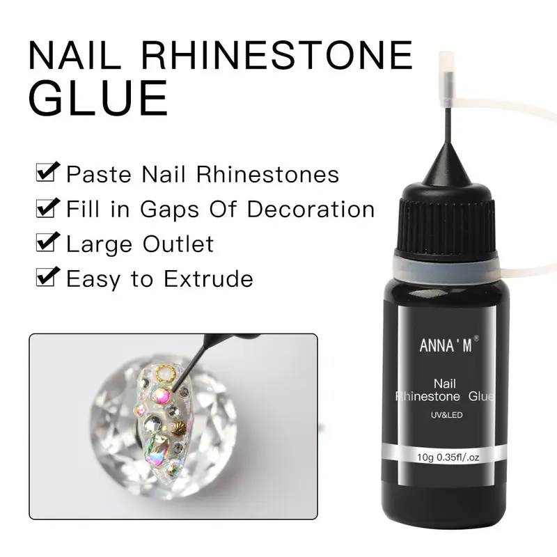 Rhinestone Nail Art Glue, 2 Counts/set Nail Art Glue For Rhinestone Nail Art, DIY Nail Art Decoration, Manicure Accessories, Beauty Nail Art Supplies For Women & Girls, Christmas Gift, Nail Tech Supplie 2