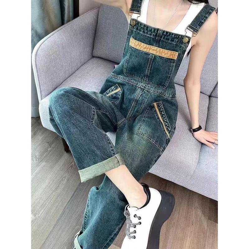Quần Yếm Denim, Trang Phục Bảo Hộ Lao Động, Dành Cho Nữ, Cạp Cao, Bó Sát, Dáng Rộng Vừa Vặn, Trông Trẻ Trung, Thời Trang, Dễ Phối Đồ, Thiết Kế Đẹp, Thích Hợp Cho Mùa Xuân Và Mùa Thu, Hàng Mới Về 2024