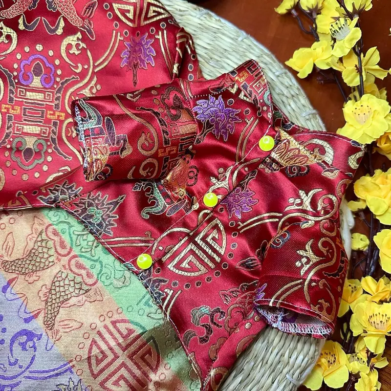 Áo Dài Gấm Tết Cho Chó Mèo ( Không Có Quần ) 5