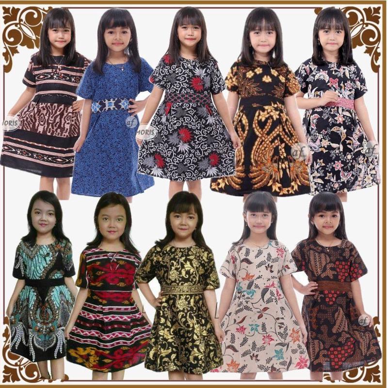 Dress Batik Anak Perempuan Cewek Seragaman Motif Terbaru umur 2-12th 1