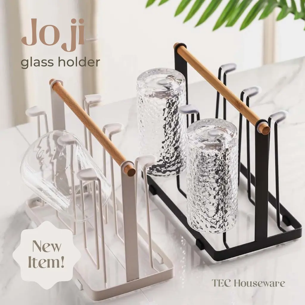 【TEC】JOJI Rak Gelas Organizer Besi Cup Holder Tempat Cangkir Tempat Gelas Gantungan Gelas Rak Dapur Minimalis 6 Sot Cup Holder Penyimpanan Gelas Rak Sebaguna Minimalist