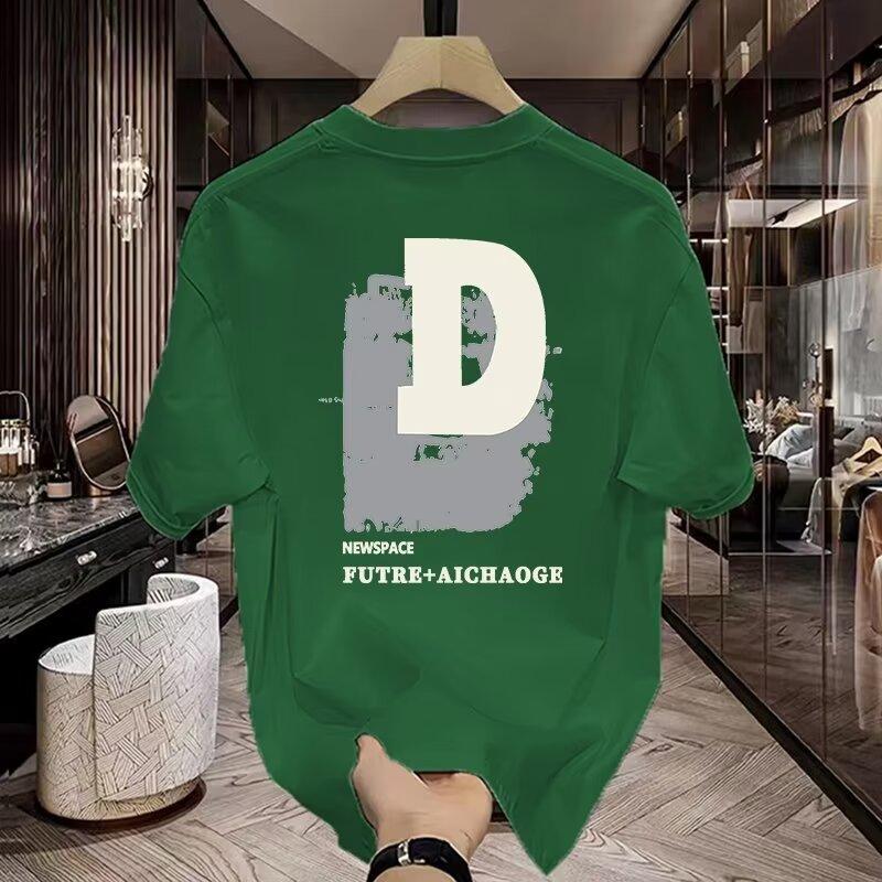 Product Introduction of Cotton 250gsm summer short sleeved T-shirt for men, casual, trendy, fashionable, printed T-shirt, round neck, sports, breathable 8