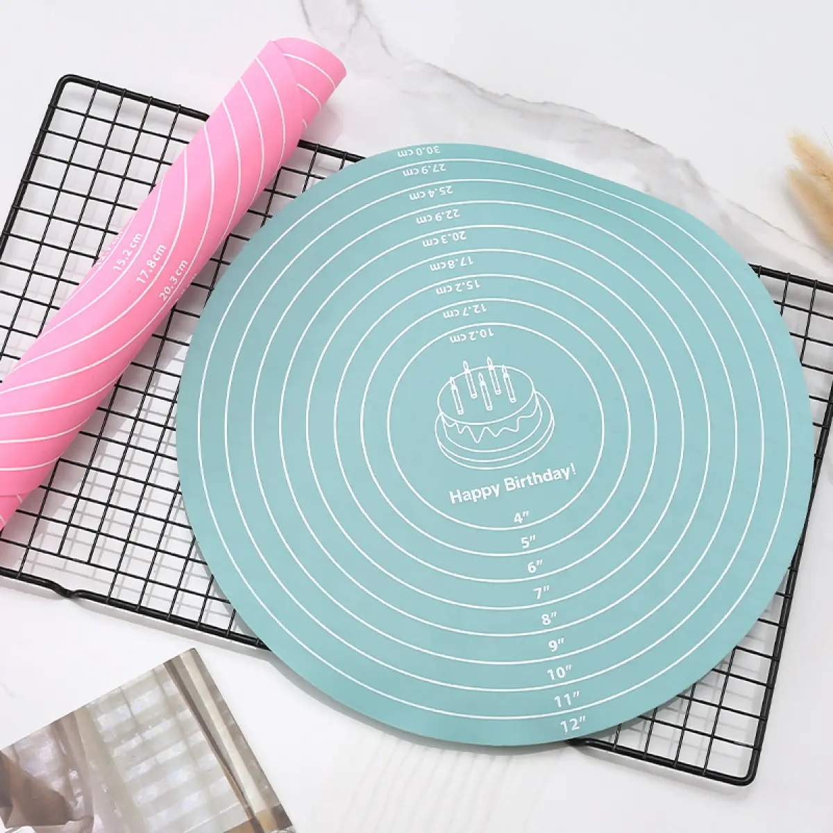 Silicone Turntable Non-Slip Mat Dough Rolling Pad Baking Silica Gel Pad round Decorating Turntable Non-Slip Household Baking Mat Dough Kneading