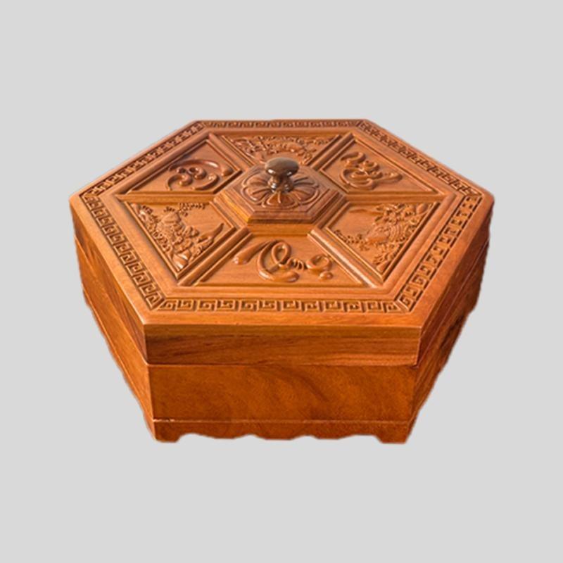 Khay đựng bánh kẹo tết ,hộp bánh kẹo tết gỗ hương khắc chữ phúc lộc thọ sang trọng
