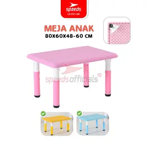 SPEEDS Meja Belajar Anak Rectangular HDPE Tebal Kokoh Kids Table Meja TK Paud Persegi Panjang Colorful Kids Table Warna Warni 031-69