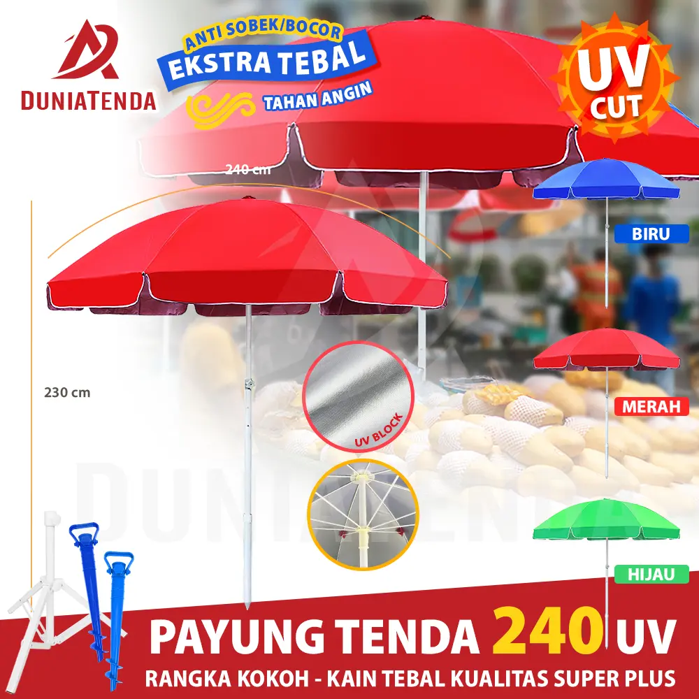 DT Payung Tenda Jualan Jumbo 240 cm  Payung outdoor Payung Besar Payung Pantai Taman Cafe Bazar Lapak Jualan