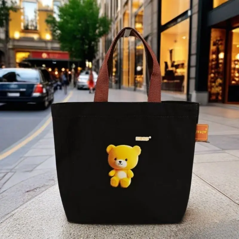 New Canvas Tote Bag Handbag for Students Work Lunch Box Versatile School Lunch Box Storage Mommy Outing Bag