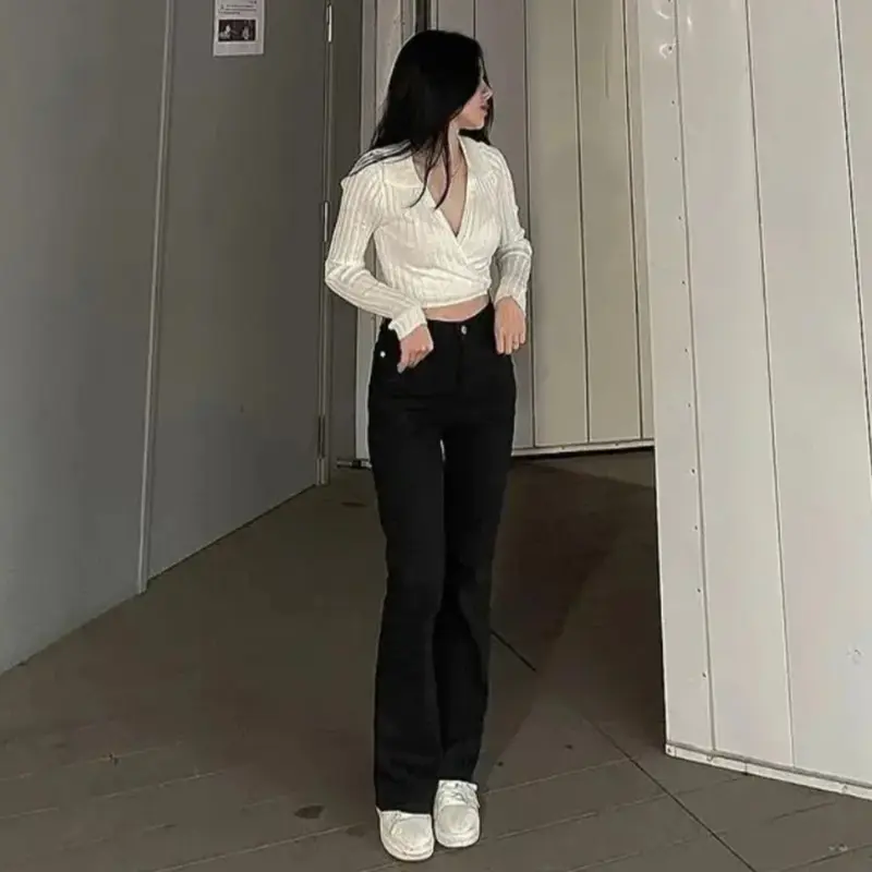 Cutbray Jeans Strecy Slim-fitting Grey Highwaist Low Waist Model Era 90 Panjang 102cm Polos Celana Wanita Denim Cewek 5