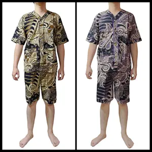 Axel - Piyama Batik Pria Dewasa Celana Pendek Set 3 Katun Premium Panjang