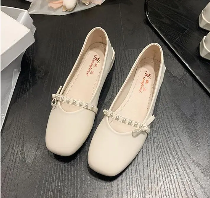 Giày gót vuông da mềm mũi vuông quai ngang đính ngọc nữ tính phong cách Hàn quốc đế cao su dẻo 3cm đi êm chân - Mã GN72 Gót thấp (1-3 cm) Gót thấp (1-3 cm) 5