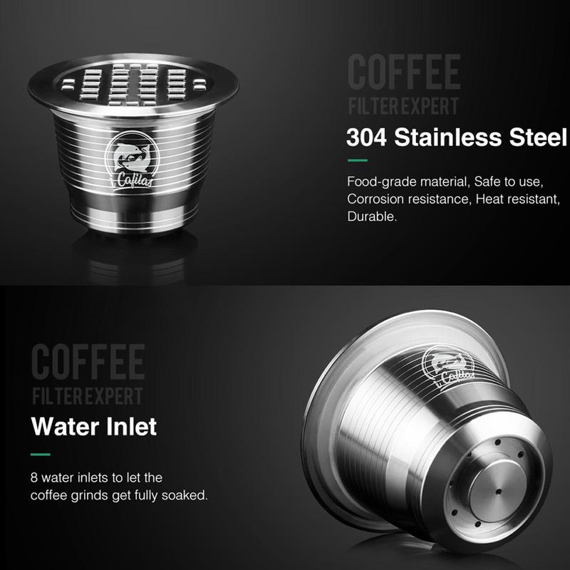Product Introduction of Nespresso Stainless Steel Refillable Coffee Capsule Coffee Filter Coffee Pod New With Spoon 39