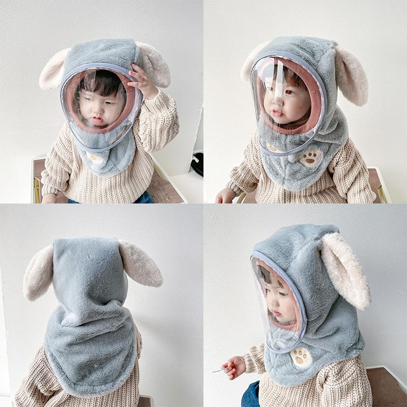  Mũ Len Lông Cừu Trùm Đầu Cho Bé Kèm Kính Chắn Gió Chống Bụi Ấm Áp Và An Toàn Cho Mùa Đông Kem mũ kính chắn gió tai thỏ cho bé 