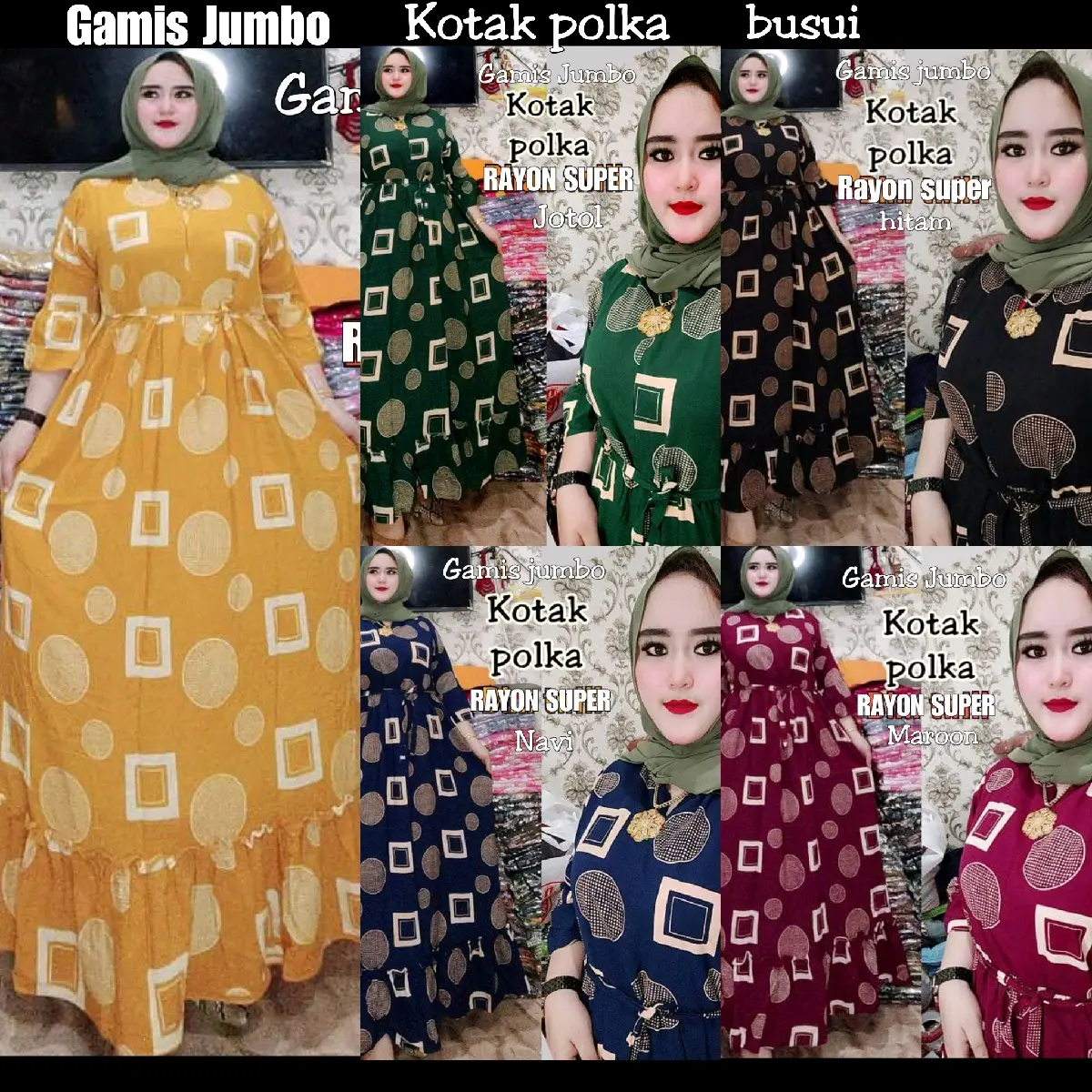 Gamis jumbo kotak Polka Dot gamisterbaru
