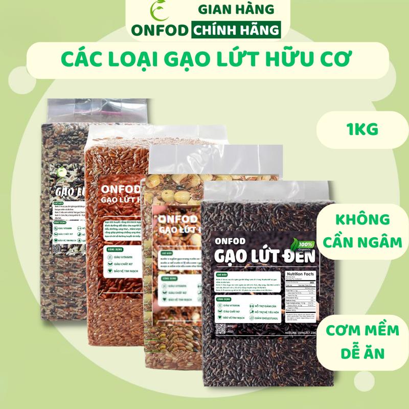 Gạo lứt đen dẻo điện biên, gạo lứt huyết rồng, gạo lứt tam sắc, gạo lứt tím than, gạo st25 ONFOD bồi bổ sức khỏe 1kg Food