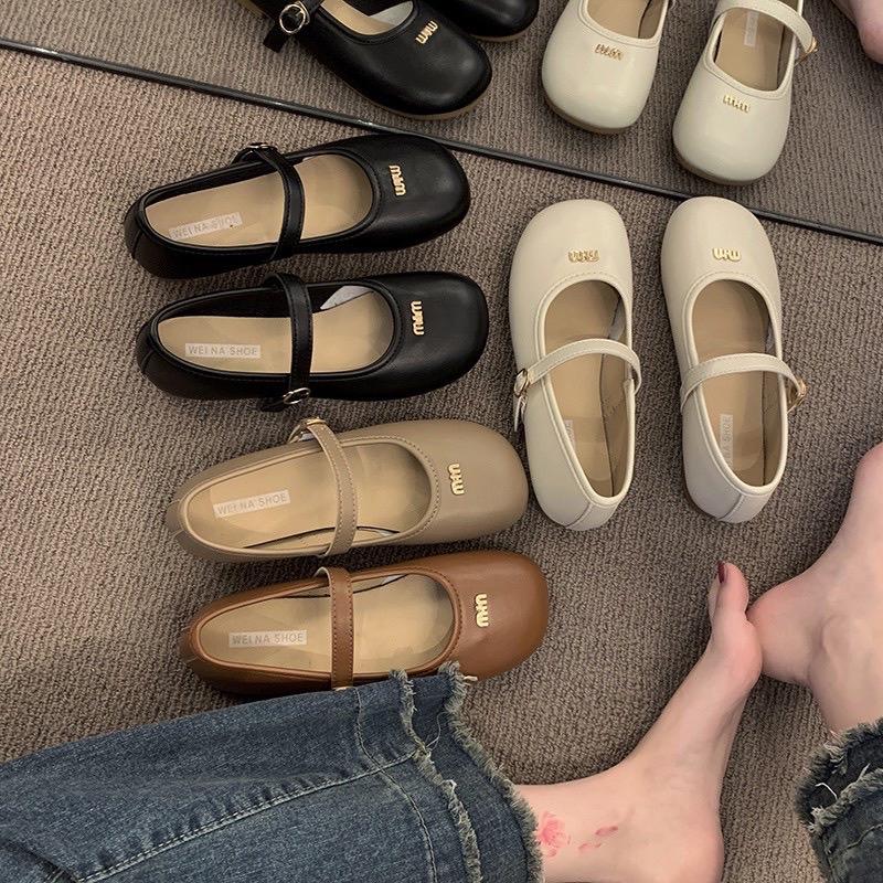 Product Introduction of Miu giày búp bê nữ đế bằng chống trơn trượt mũi tròn 2 lớp cao Shoes Giày Bệt 9