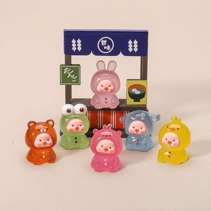 Túi mù, túi bất ngờ, Set 6 bé Heo trong (phát sáng) Động Vật Trang Trí Mô Hình Toy Đồ Chơi