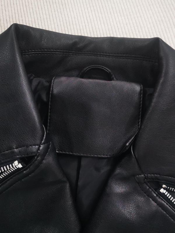Women's Solid Color Zip Up Faux Leather Jacket, Fashion Casual Outerwear for Daily Outdoor Wear, Ladies Clothes for All Seasons 5