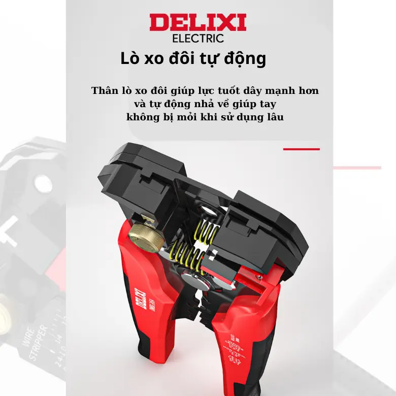 Kìm tuốt dây điện đa năng Delixi - tuốt dây, cắt dây, kẹp đầu cos 4