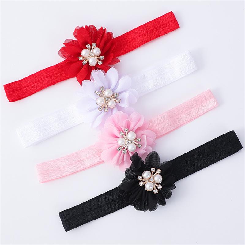 Baby Girls Flats and Headband Soft Sole Non-slip Pearl Flower Princess Wedding Dress Walking Shoes for Newborn 3