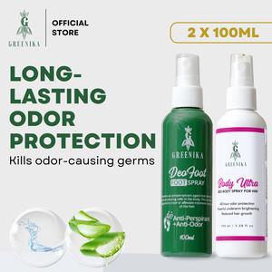 [ BODY ULTRA SPRAY + FOOT DEODORANT COMBO ] Greenika DeoFoot Spray + Body Ultra Whitening Body Spray for Women 10X Odor Blocker Body Perfume Deodorant Anti Odor Foot Spray Whitening Armpit Spray for Women