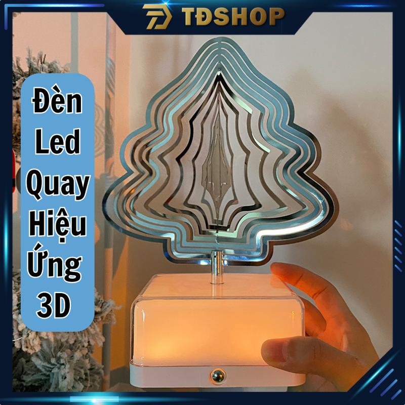 Đèn Led Quay 360 Độ Hiệu Ứng 3D, Đèn Decor Xoay Tròn Cực Ảo, Đèn Led Decor Phòng Ngủ, Bàn Làm Việc, Đèn Ngủ Tích Điện