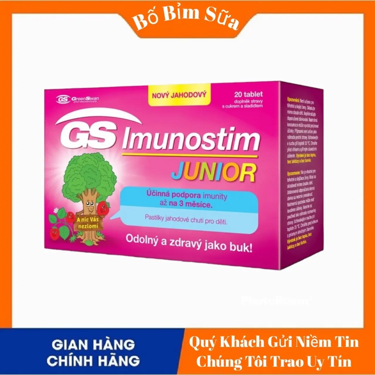 GS IMUNOSTIM Hỗ Trợ Giảm Viêm Mũi, Họng, Đường Hô Hấp Trên Khoẻ Mạnh Hộp 20 Viên Hàng Công Ty Chính Hãng