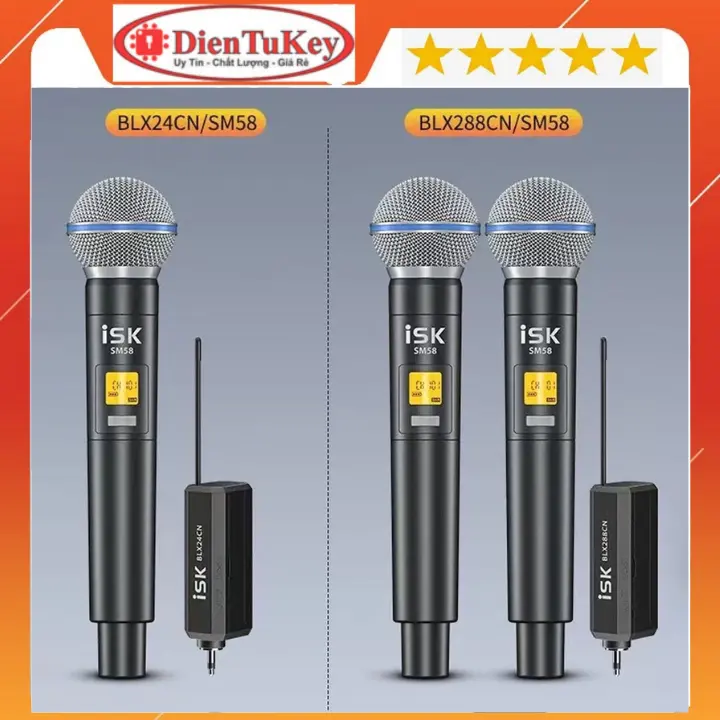 Mic Thu Âm ISK SM58 Cầm Tay - Micro Không Dây Màu Đen SM58 Dùng Cho Sound Card, Âm ly, Vang, Mixer, Loa