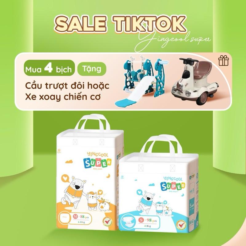 [ Tặng Xe Xoay / Cầu Trượt đôi - Combo 4b ] Bỉm YINGCOOL SUPER Size NB104/S98/MD92/MQ88/L80/XL76/XXL72/XXXL72