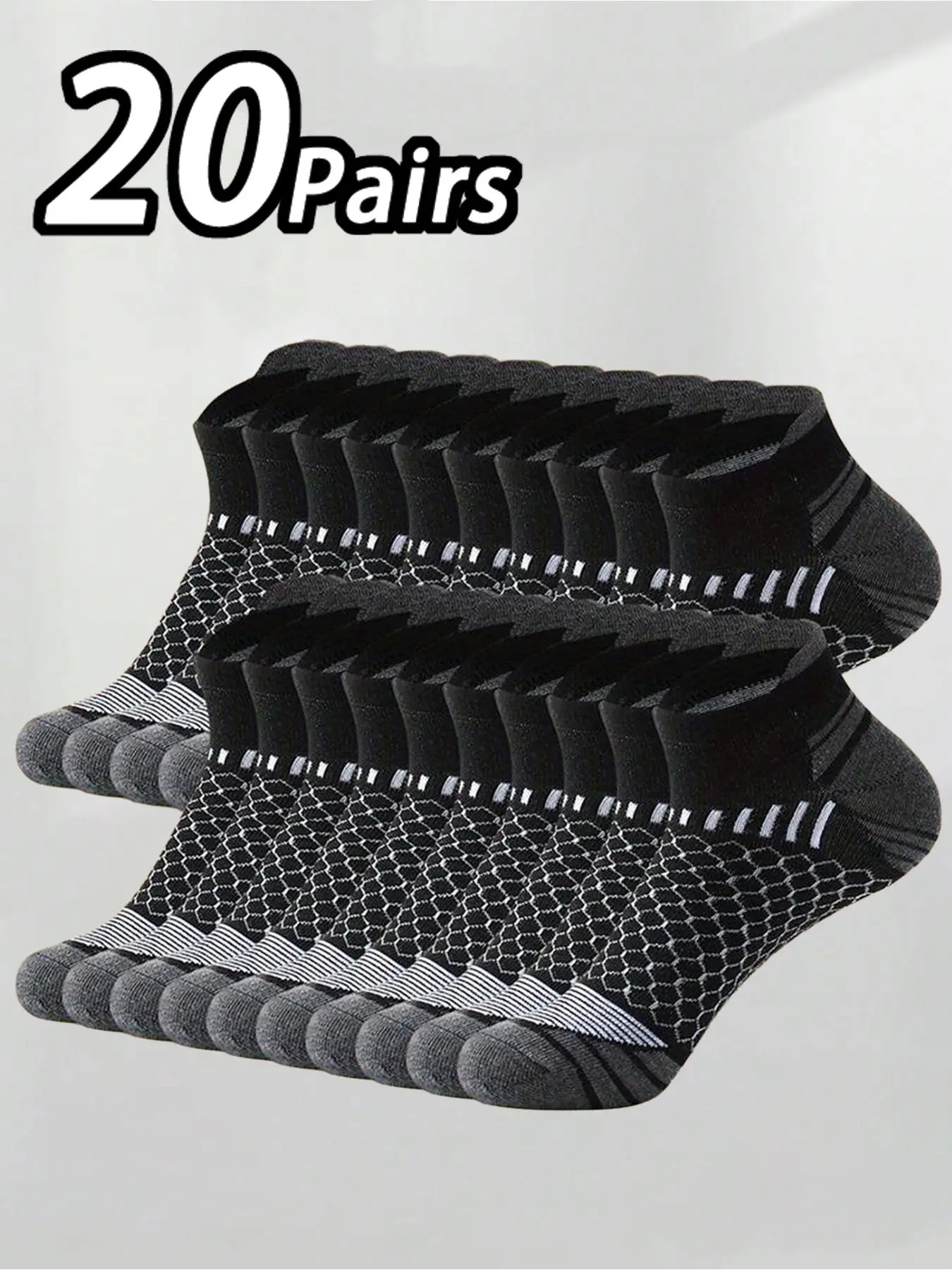 Men's Striped Print Athletic Low Cut Socks, Breathable Comfortable Sports Socks for Daily Wear, Athletic Socks for Men