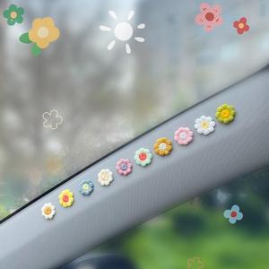 Flor tejida creativa para el tablero del coche, diseño floral lindo, decoración interior del coche, accesorios decorativos universales para coche