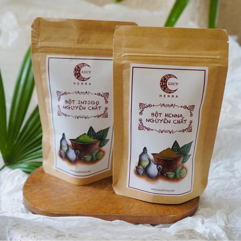 Lucyhennavn- Combo bột nguyên chất Henna và Indigo Nhuộm Tóc Phủ bạc tóc Bột lá móng phủ bạc Phủ bạc thiên nhiên 0