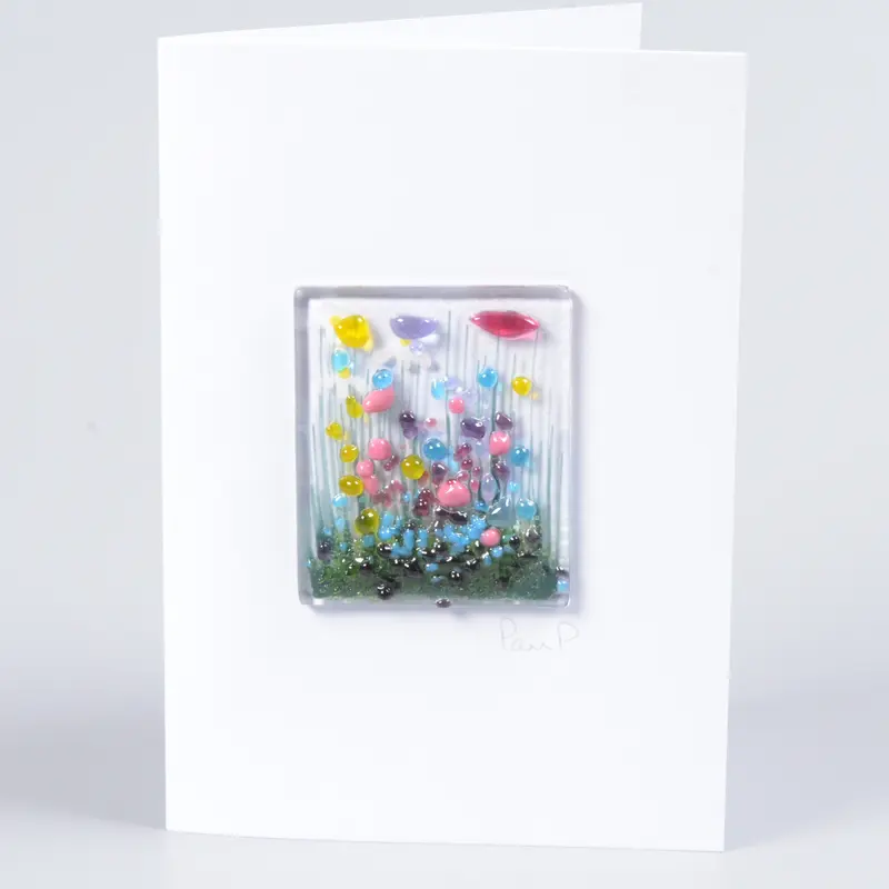 Wildflower Fused Glass Greeting Card 1