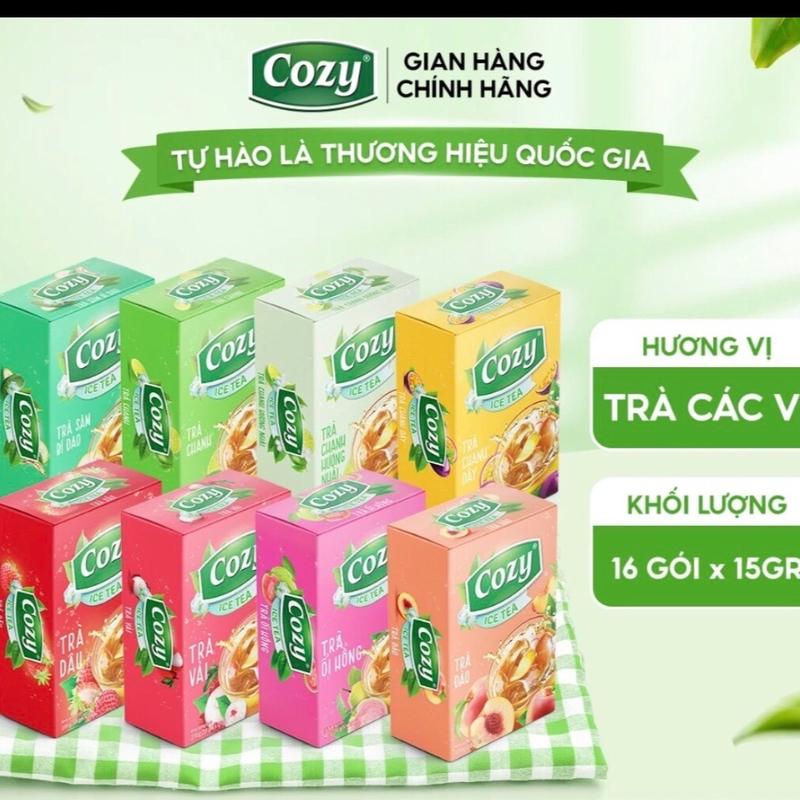 Trà cozy hoà tan các vị đào, chanh leo, dâu, ổi hồng, chanh nhài, chanh, vải