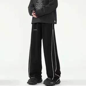 Sogaoul Celana Parachute Stripe Panjang Loose Pants Hitam Basic Casual Dewasa Pria Tebal Bahan Parasut Stylish Dan Nyaman