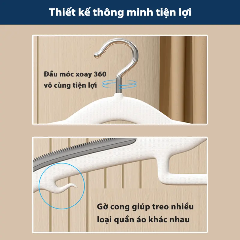 [ HÀNG MỚI VỀ ] Móc treo quần áo khô và ướt chống trượt đa năng chất nhựa,cao cấp,tiện lợi,có khả năng chịu tải mạ 6