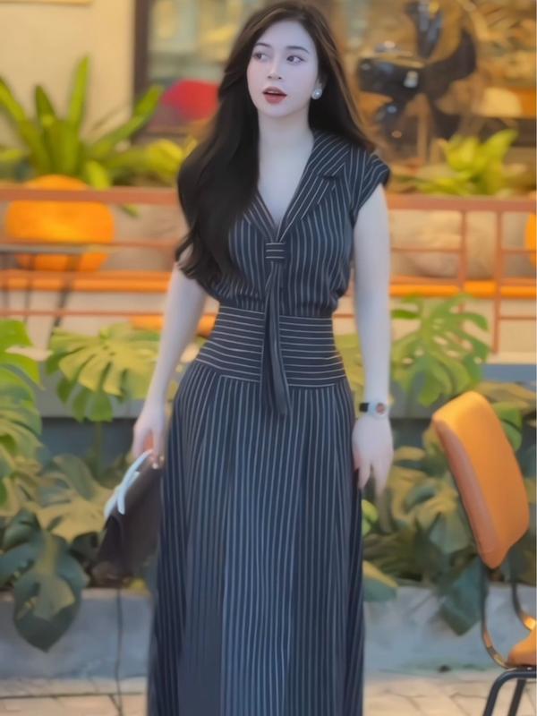  LYNA - Set Váy Thiết Kế Dáng Dài Mix Áo Cà Vạt - C63B 