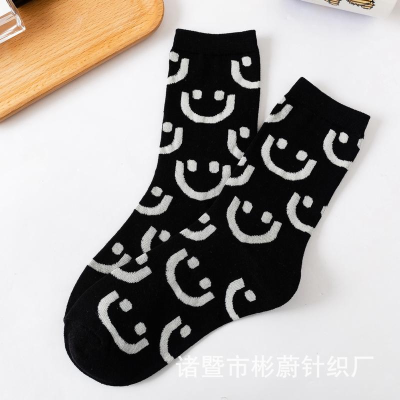 Combo 10 đôi tất cao cổ nữ họa tiết mặt cười dễ thương vớ nữ thông thoáng 5