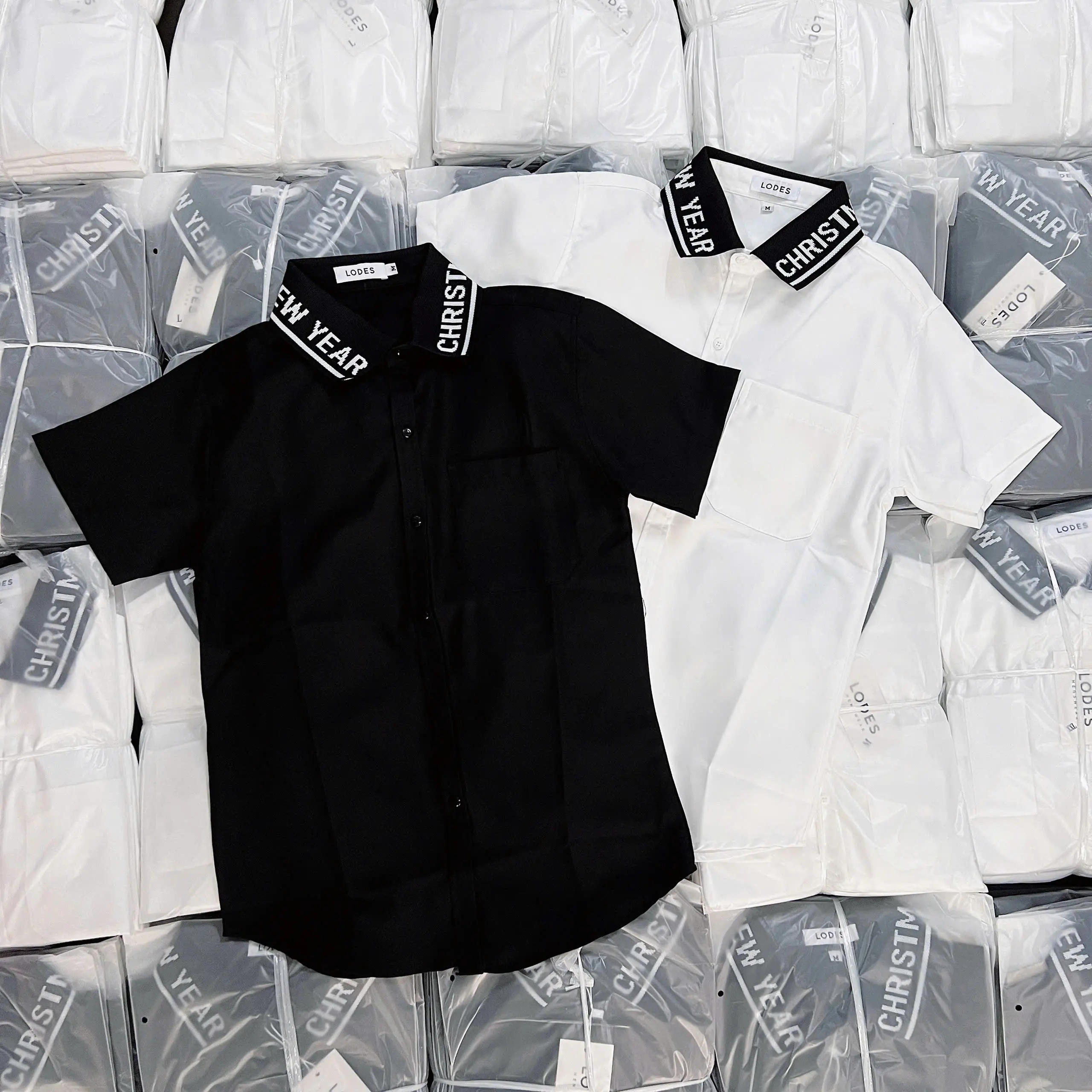 Áo sơ mi nam ngắn tay dài tay phối cổ chữ trắng vải lụa mềm mịn mẫu mới ttretrung chuẩn menswear