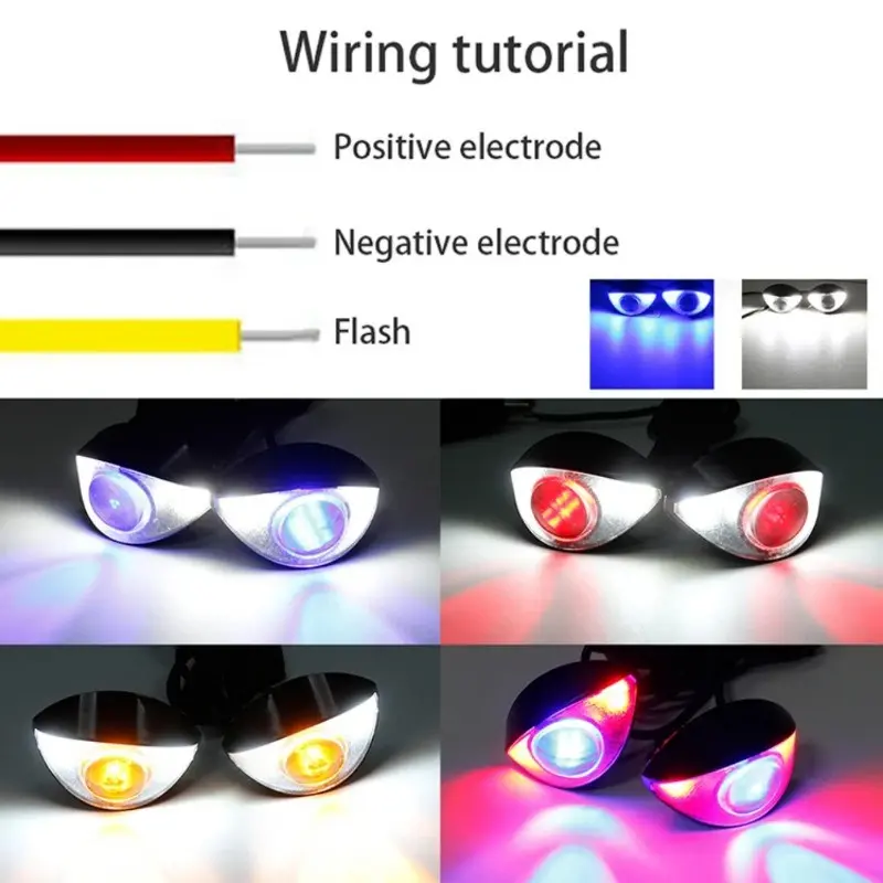 Đèn Lái Xe Mini, 2 Chiếc, Đèn Mắt Đại Bàng LED, Có Bộ Điều Khiển, Đèn Chạy Ban Ngày, Đèn Đuôi Moto, Đèn Tín Hiệu Rẽ, Đèn Nhấp Nháy, Thích Hợp Cho Xe Máy, 12V, Phụ Kiện Sửa Đổi 7