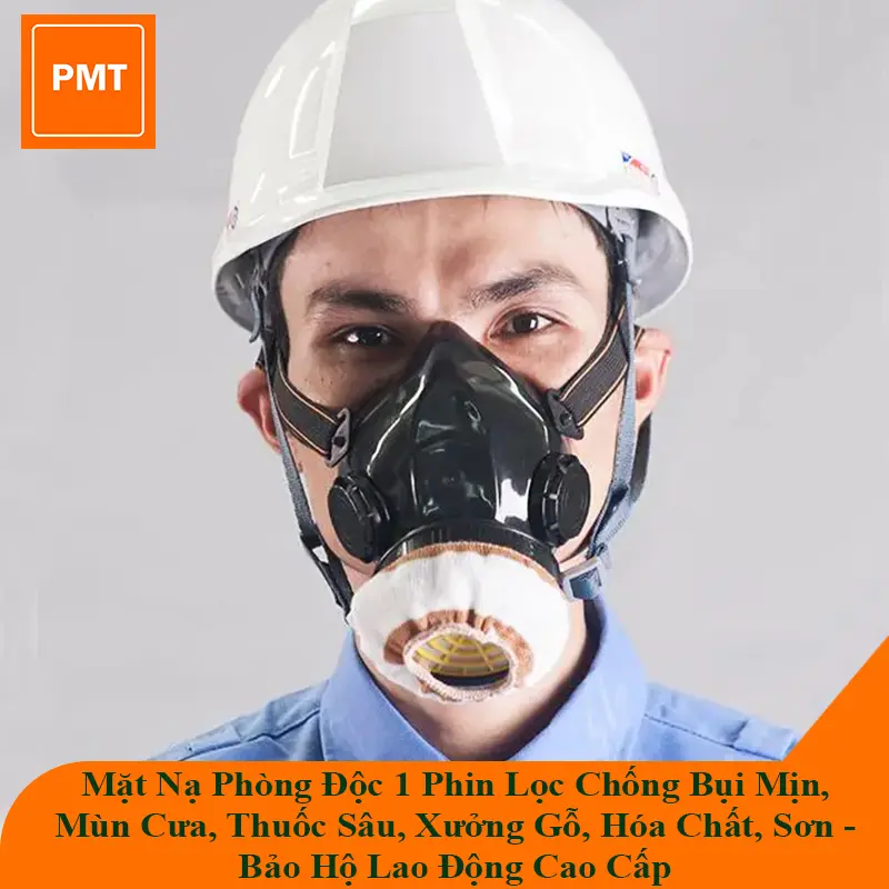Mặt Nạ Phòng Độc 1 Phin Lọc Chống Bụi Mịn, Mùn Cưa, Thuốc Sâu, Xưởng Gỗ, Hóa Chất, Sơn - Bảo Hộ Lao Động Cao Cấp