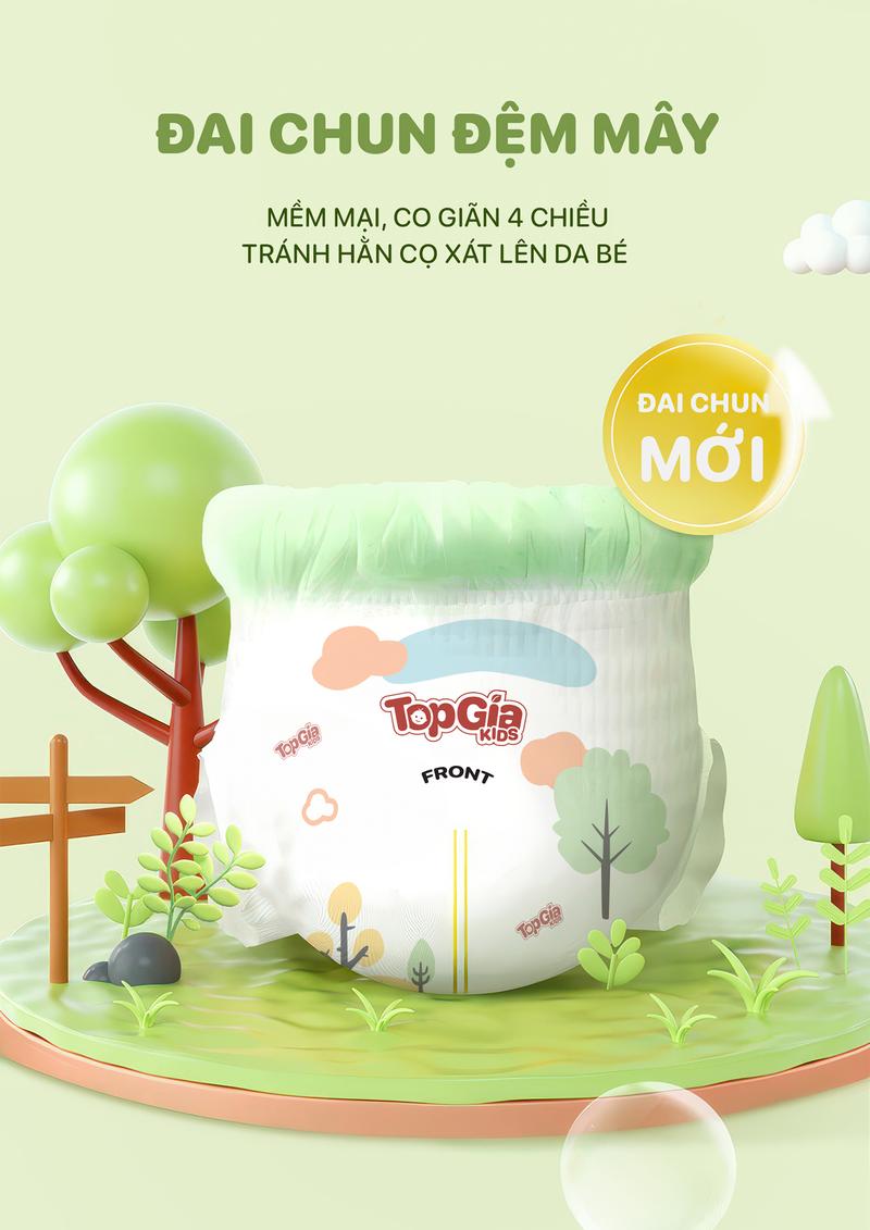Product Introduction of (TẶNG 100 MIẾNG LÓT THẤM SỮA) 1 BỊCH Tã Bỉm Topgiakids pH<7 an toàn cho da bé, mềm mại, mỏng nhẹ, chống tràn tối đa tặng 100 miếng lót thấm sữa và kèm 2 miếng dùng thử (TDN) 10