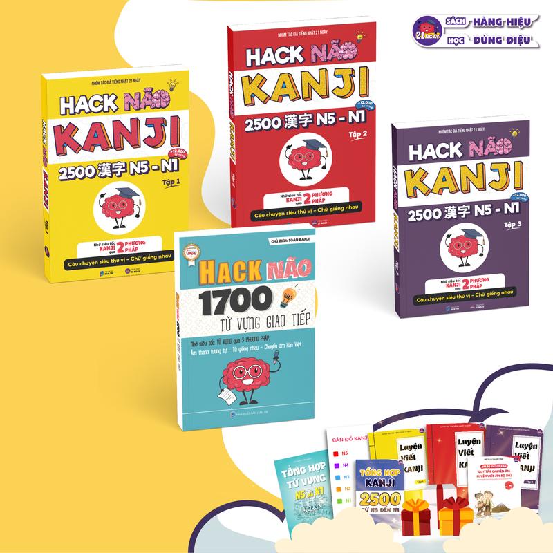 Sách - Combo Hack Não 2500 Kanji + Hack Não Từ Vựng (1700 Từ Vựng Tiếng Nhật Giao Tiếp)