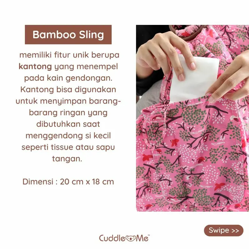 Gendongan Bayi Ringsling CuddleMe Bamboo Sling for Newborn Toodler Bunda Gendong 4