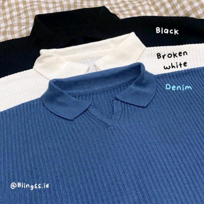 Naomi Atasan rajut polo crop top | outer wanita berkerah 2