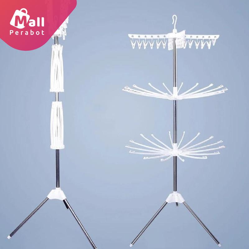 Product Introduction of Mall Perabot | Jemuran Menara | Jemuran Bayi Hanger Baju Lipat Model Tiang 3 Susun | Gantungan Tower Cucian Bayi Jepitan Pakaian Plastik Rak Stainless 1