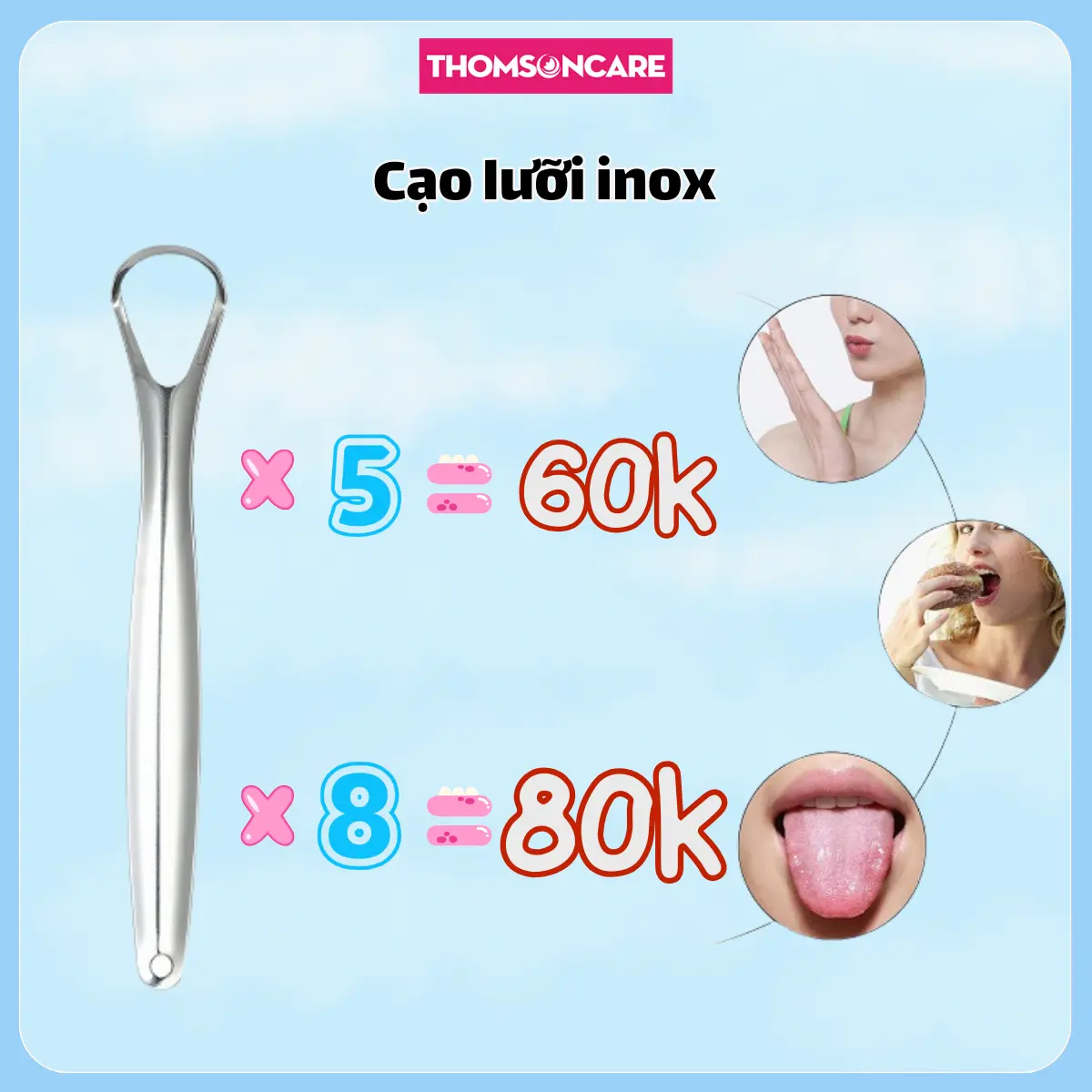 [COMBO] Dụng cụ cạo lưỡi inox vệ sinh lưỡi cho người lớn - Dụng Cụ Vệ Sinh sử dụng cùng Xịt Thơm Miệng hay Nước Súc Miệng tránh hôi miệng