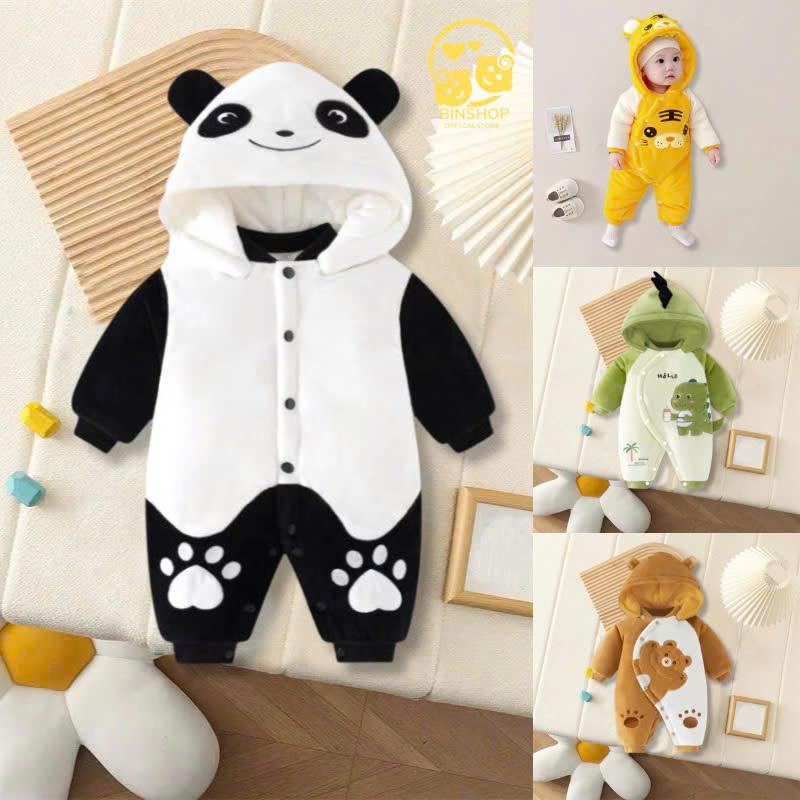 Quần áo trẻ em Chất Nỉ Bông ấm áp, Bộ body cho bé họa tiết Giáng sinh đáng yêu, Bodysuit cho bé trai bé gái từ 0-12M