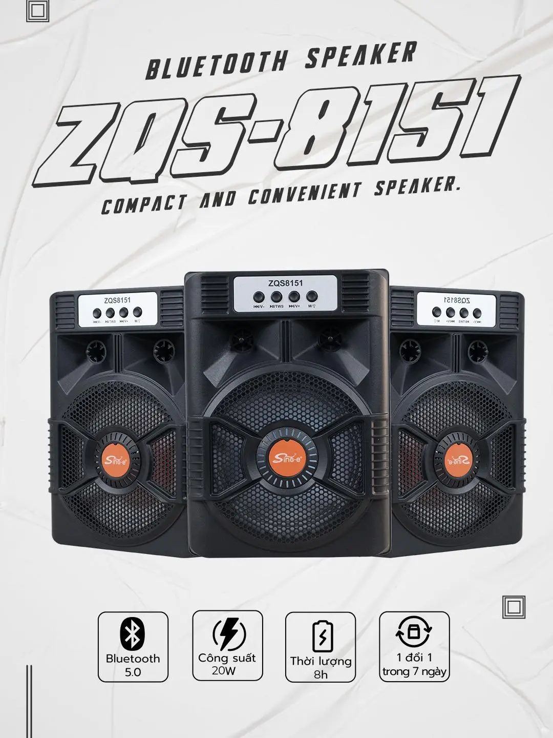 [CÓ KÈM MICRO] Loa Bluetooth ZQS-8151 Loa công suất lớn, hỗ trợ bass, trepple cho ra chất lượng âm thanh tốt, chân thật và ổn định Củ Loa